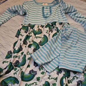 Charming Striped Blue and Green Kids Nightgown